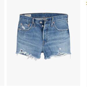 Levi's - 501 Back to Your Heart Cutoff Denim Shorts | Medium Blue Wash | Size 28